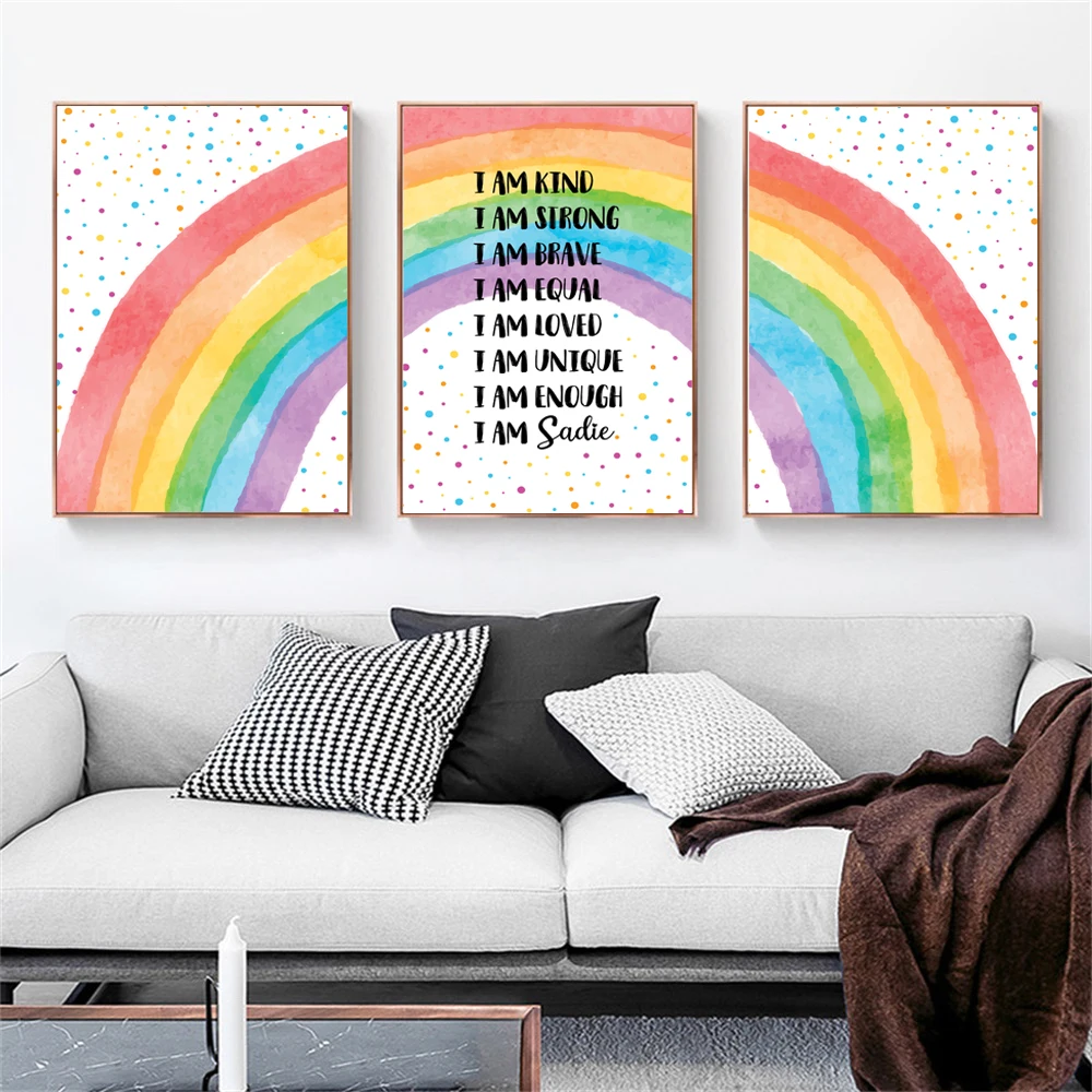 

Colorful Rainbow Inspirational Wall Art Prints Kids Rainbow Wall Art Canvas Poster Modern Nursery Classroom Bedroom Decor