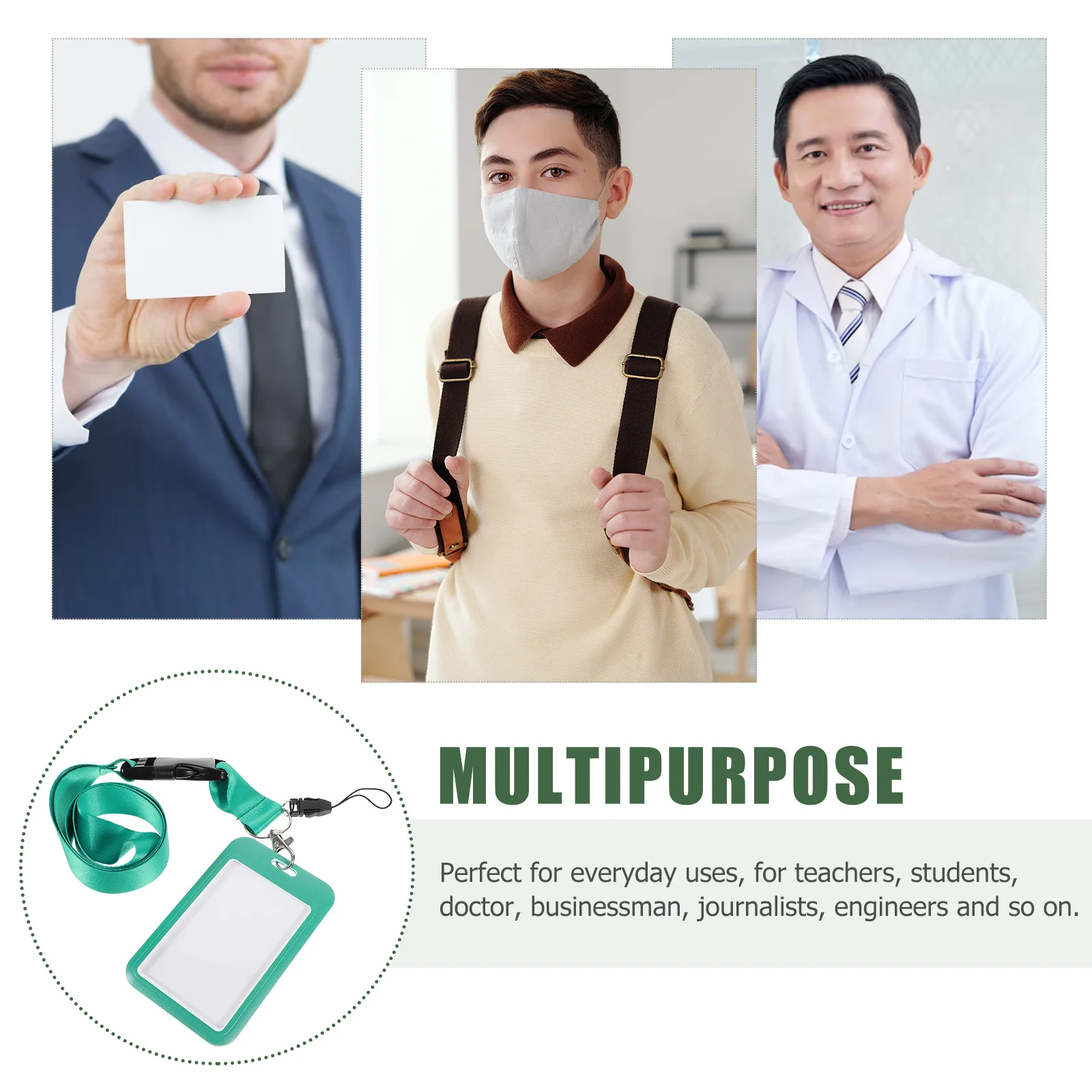 

1 Unit Sturdy Lanyard Card Holder Protective Id Badge Sleeve for Hotel Key Bus Cards Portable Name Tag Organizer