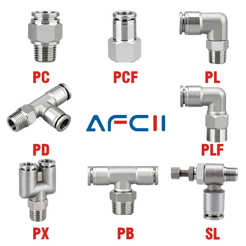 

304 Stainless Steel Air Hose Pneumatic Pipe Fitting PC PCF PL SL PB PD PX Connector 1/8 1/4 3/8 1/2 Quick Release Tube Fittings