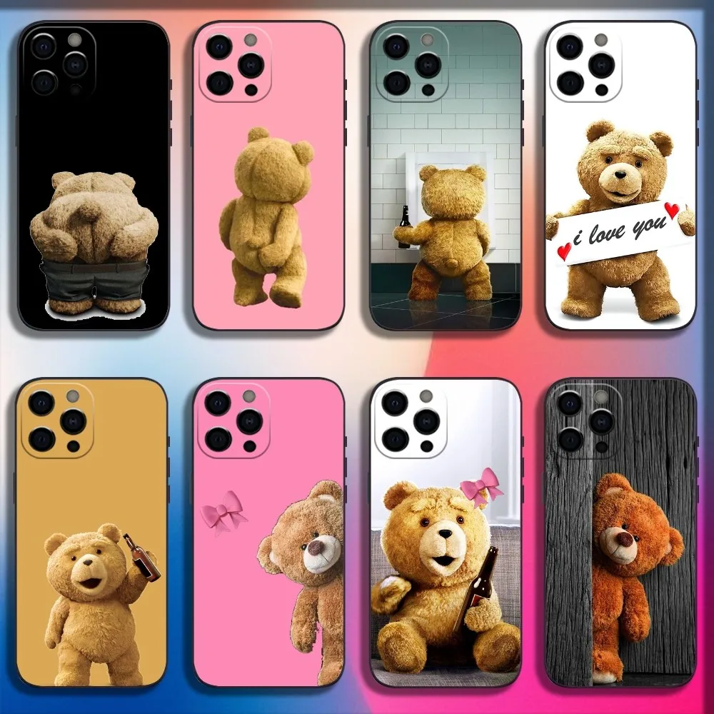 Cute T-Teds-Bear Phone Case For iPhone 16,15,14,13,12,11,Pro,X,XS,Max,XR,Plus,Mini Soft Black Cover