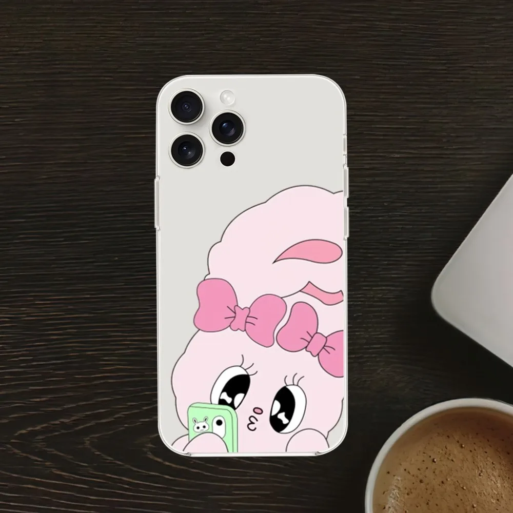 Korea Esther Bunny cute Phone Case For Samsung Galaxy S20 S21 S22 S23 A71 FE Lite Plus ULTRA Transparent Shell image 2