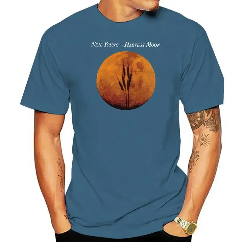 Neil Young Harvest Moon Music Legend Men's Black T-Shirt Size S-3XL 100% Cotton Male Female Tops TEE Shirt