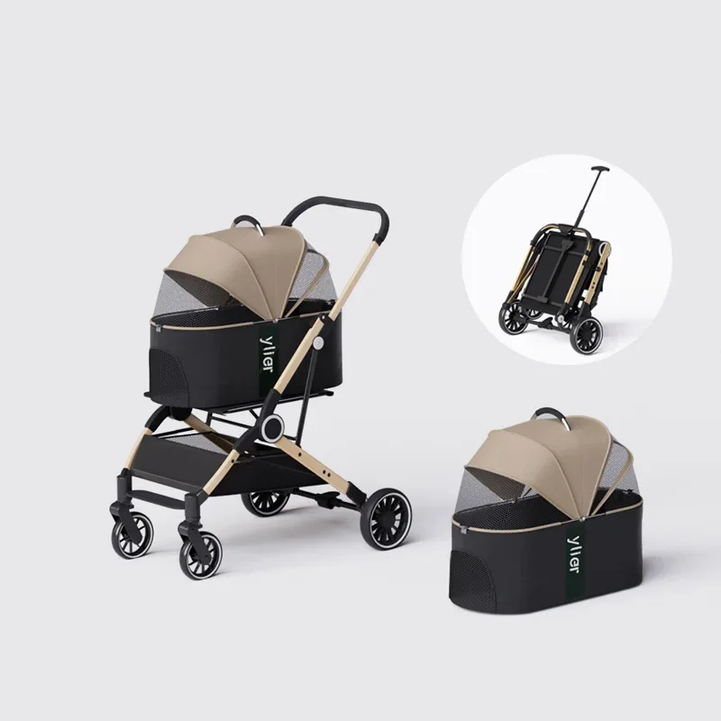 2024 ใหม่กลางแจ้งที่ถอดออกได้ล้างทําความสะอาดได้ Multifunctional Luxury Pet รถเข็นเด็กแบบพกพา Travel สัตว์เลี้ยงแบกตะกร้า