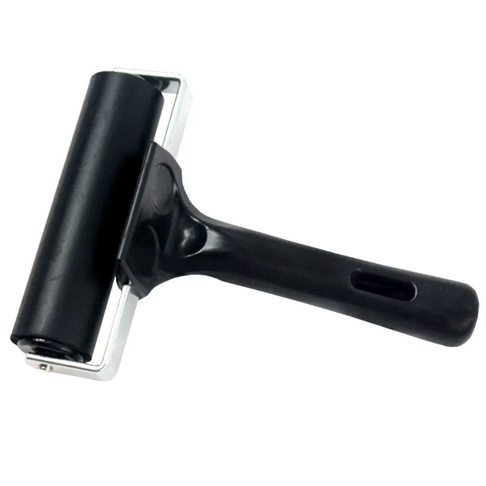 

10Cm Rubber Roller Heavy Duty Metal Frame Anti Skid Design for Smooth Ink Distribution Printing Stamping Tools Black