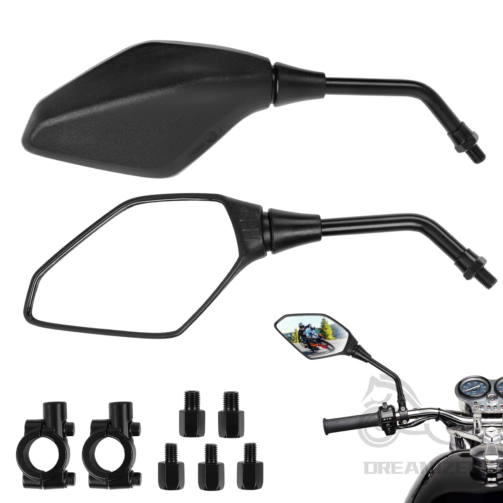 

Universal 7/8" 22mm Motorcycle Side Mirror Emark Clamp M8 M10 Rear View Mirror For Motorbike Motocross Dirt Bike Scooter Mirrors