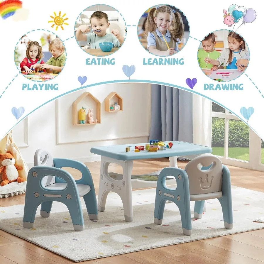 Tafel- en stoelenset Plastic activiteitentafel met 2 stoelen Ontworpen voor het lezen van tekenen Snack Time Arts and Crafts Activities Ide