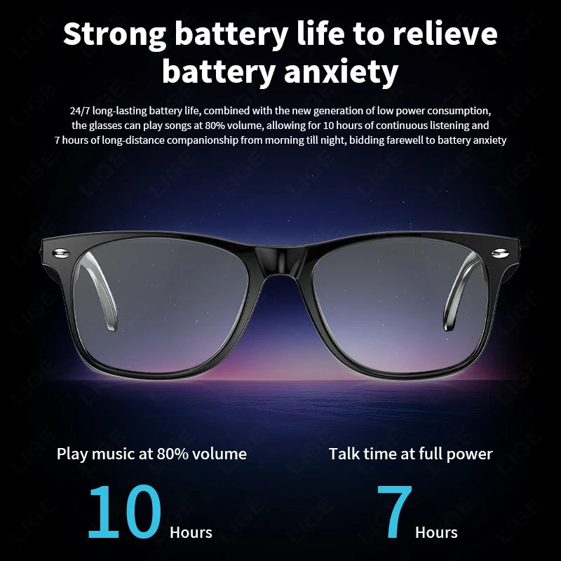 2025 New Smart Glasses Men 163 Online Language Al Intelligent Translation Anti-blue Lenses Wireless Call Voice Assistant Glasses