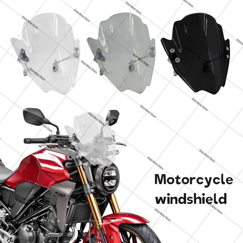 ホンダ-cb125r-cb250r-cb300r-オートバイ用の新しいユニバーサルフロントガラス、調整可能なブラケット、パイプ直径-222528-ミリメートル