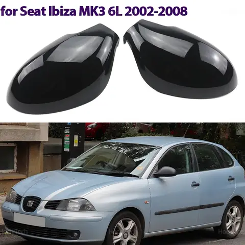 Seat Ibiza için MK3 6L 2002-2008 Yüksek Kaliteli Karbon Fiber Araba Dikiz Kapı Kanat Yan Ayna Kapağı Kapakları Shell Kılıf Aracı Ile