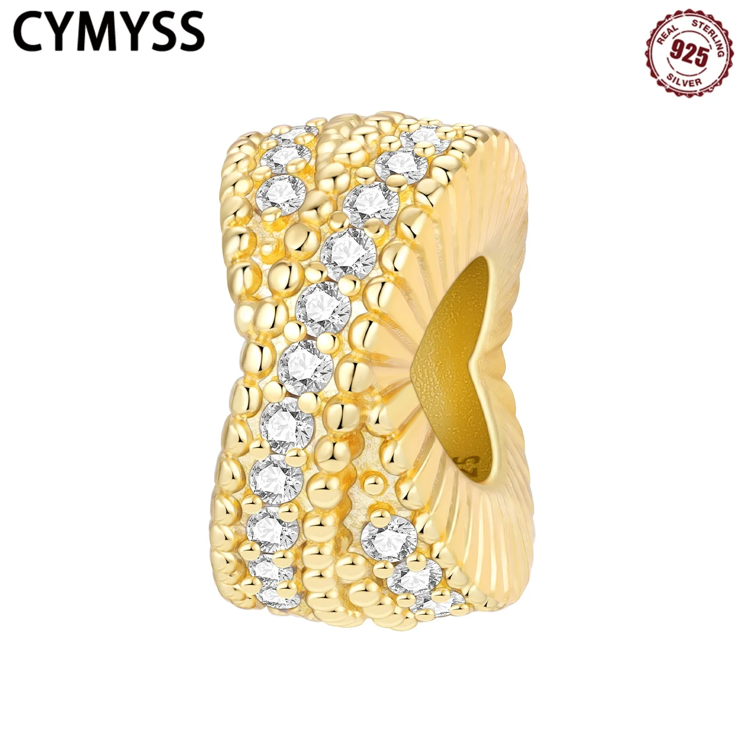 

CYMYSS 2025 New S925 Sterling Silver 18K Gold Plated Zircon Cross Beading Fine Jewellery Birthday Gift Women's Beading