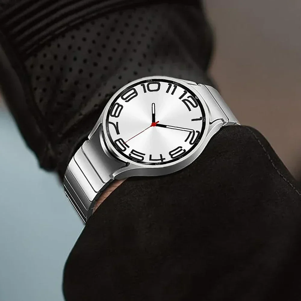 삼성 갤럭시 시계 6 용 팔찌 클래식 47mm 43mm 밴드 4 42 46mm Watch4 5 Pro 44mm 40 45mm 용 간격 없음 스테인레스 스틸 스트랩