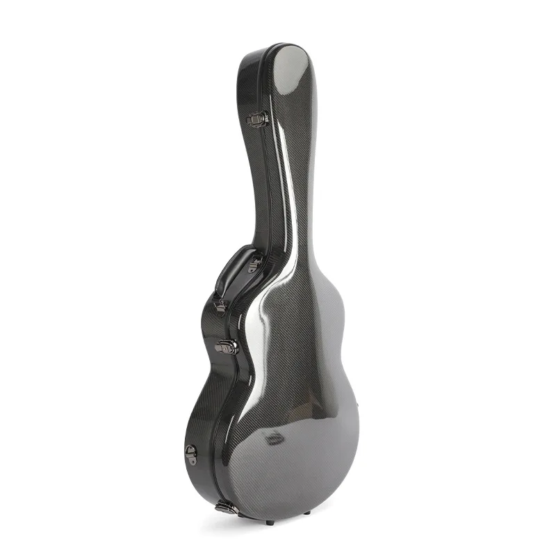 High-End Carbon Fiber Guitar Case, OM Acoustic Guitar Hardshell, Black, Shockproof Waterproof, Protective Musical Instrument Box