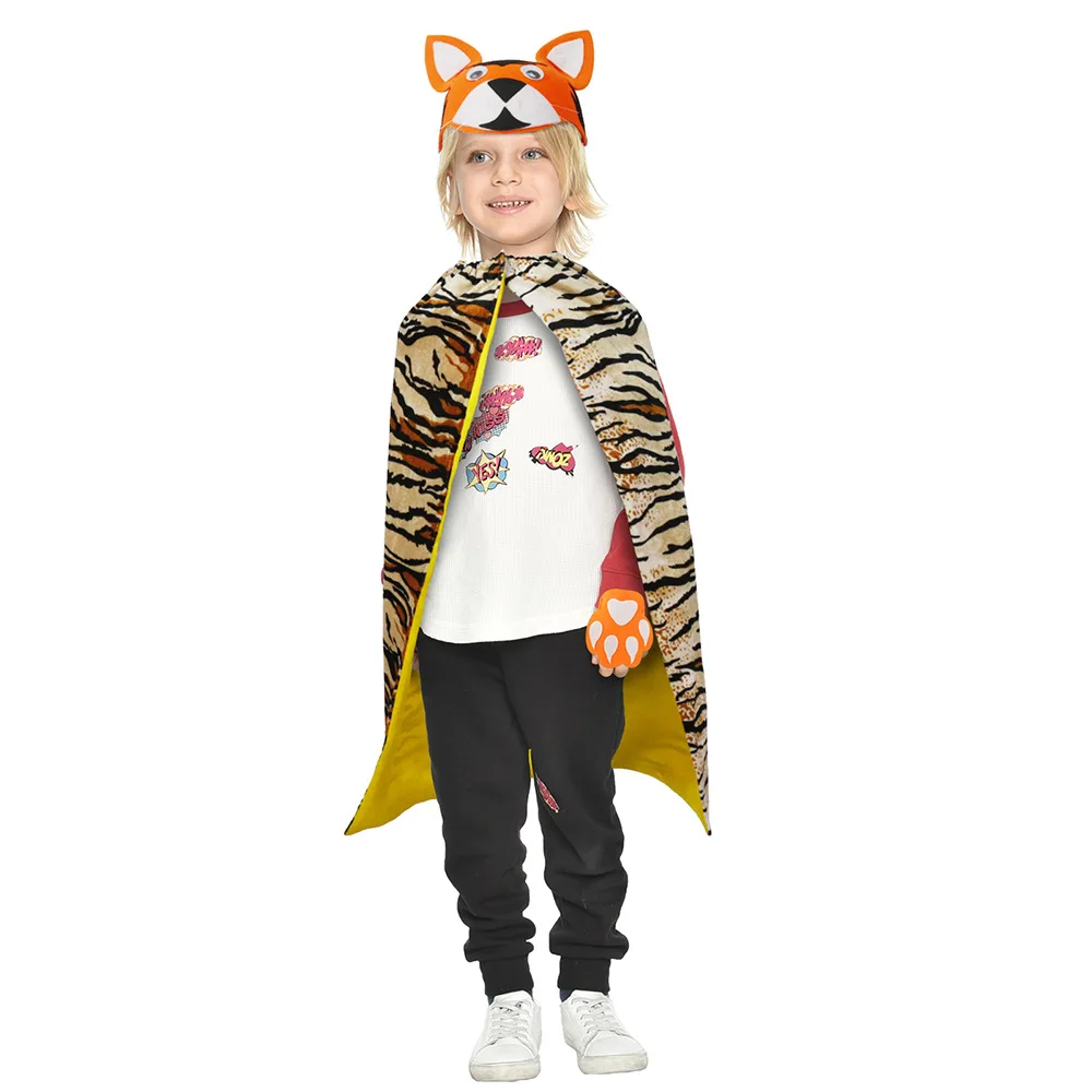 Animal Mask and Capes for Costumes Birthday Party Gifts for Jungle Theme Party Supplies Kids Birthday Decorations Zoo Tiger Cape