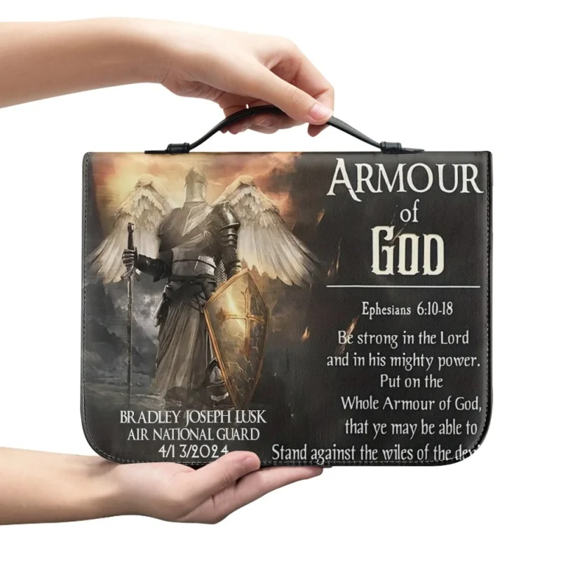 

PU Leather Bible Cover Case for Women Handbag Leather Zippered Handle Bible Storage Bag Customized Study Book Holy Storage Boxes