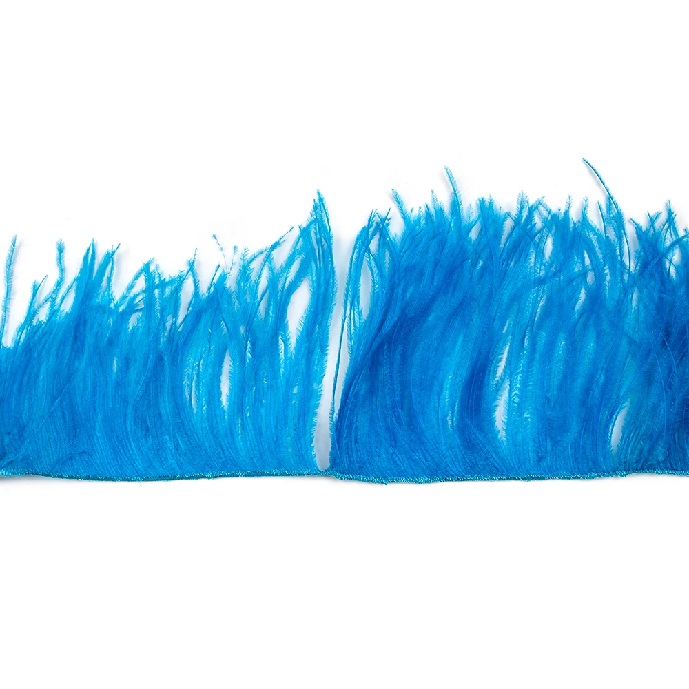 Wholesale Royal Blue Ostrich Feather Trim 10-22cm Long Plumas Fringe for Wedding Party Dress Decorative Clothes Sewing Accessory