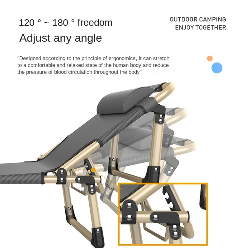Składane łóżko obiadowe fotel wypoczynkowy jednodrzemkowe łóżko kempingowe składane krzesło do domowego biura do szpitala dla dorosłych