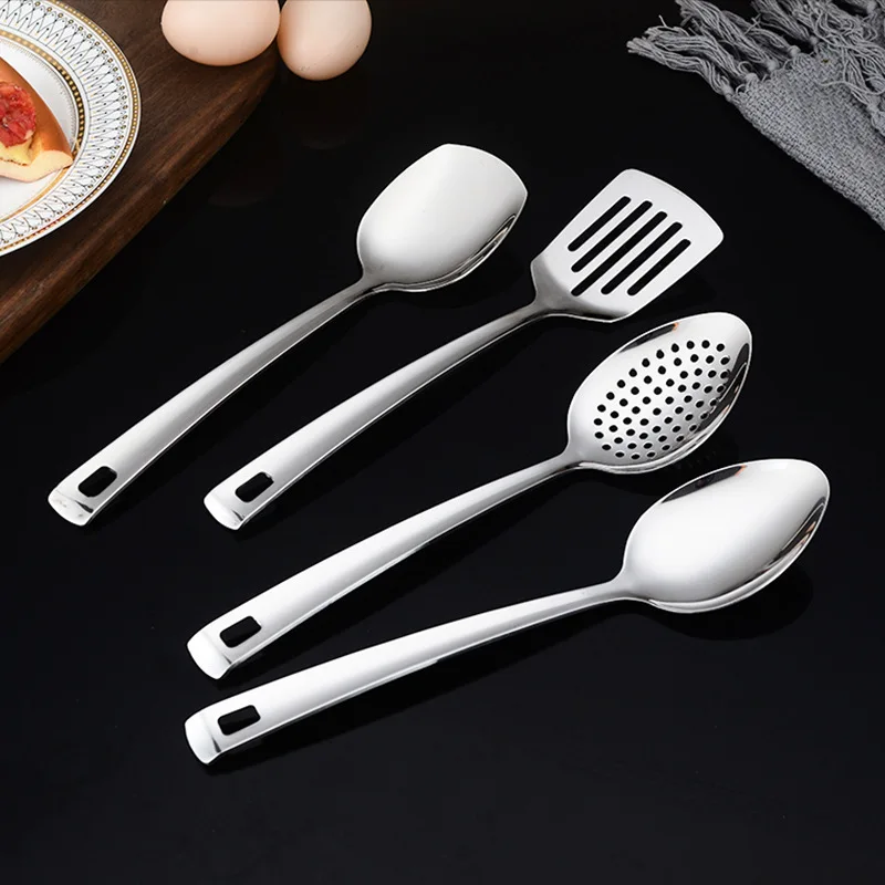 10 Piece Home Kitchen Cookware Set Stainless Steel Spatula Hotpot Spoon Fish Fry Soup Spoon Kitchen Cookware Cooking Tools Bar