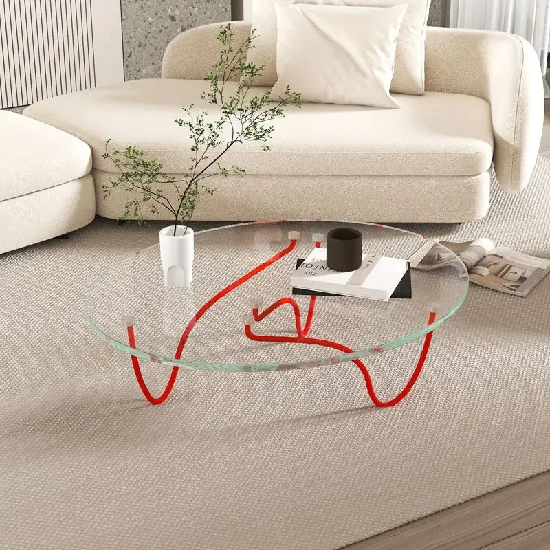 

Italian Simple Side Table Modern Metal Unique Premium Glass Coffee Table Nordic Italian European Couchtisch Postmodern Furniture