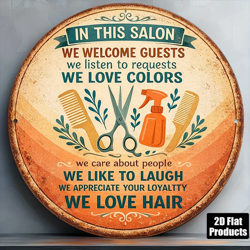 2D Flat Round Sign, Retro Plaque about 