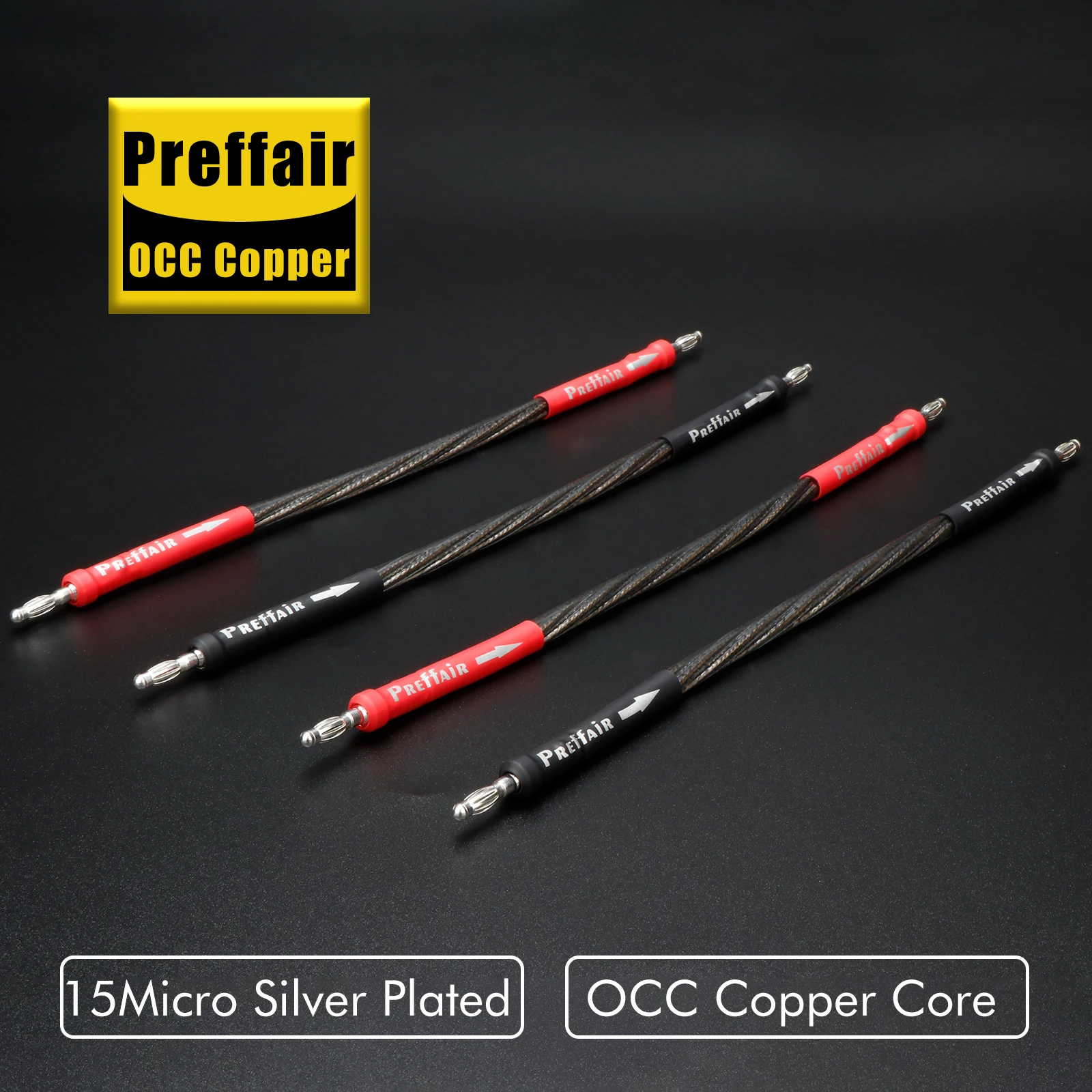 4pcs Preffair 실버 도금 점퍼 케이블 오디오 케이블 (바나나-바나나 플러그 포함) 발열 스피커 브리지 케이블