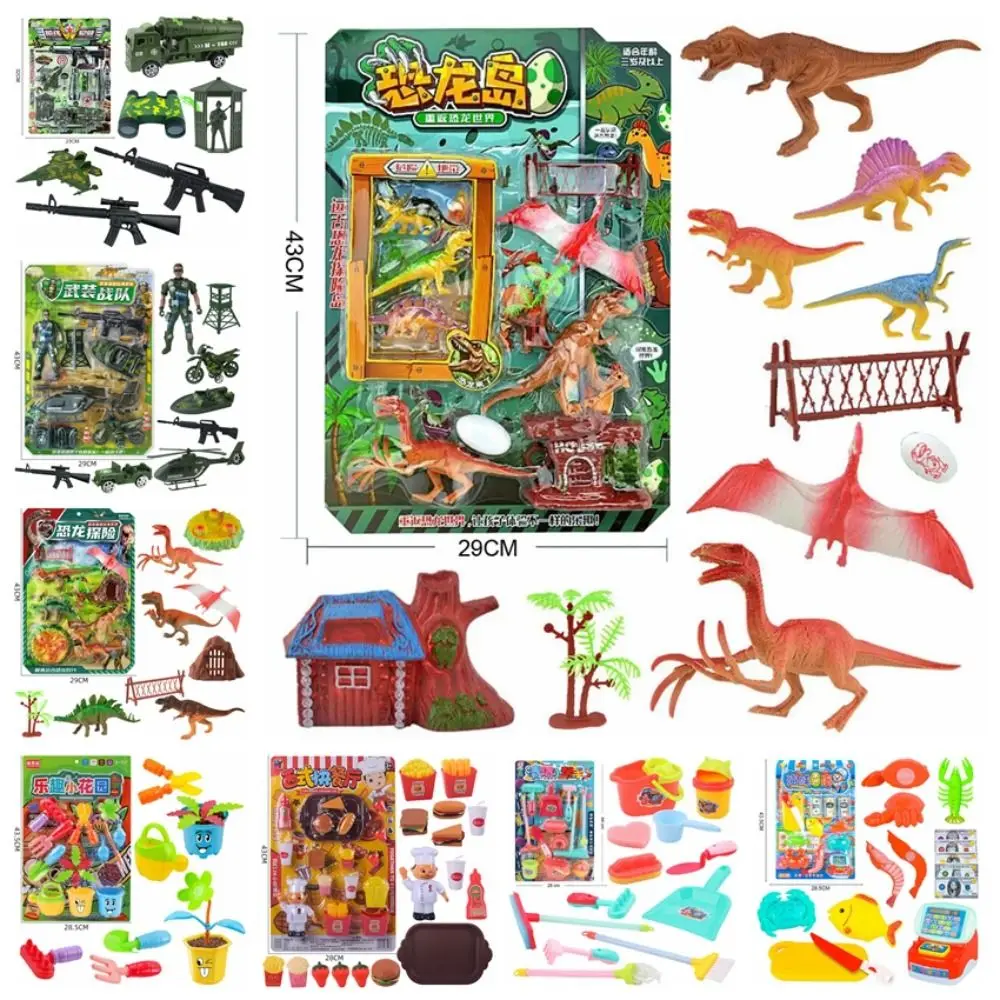 

Safe Materials Tank Play House Toy Garden Kitchenware Dinosaurs Toys Plastics Colorful Kid Cooking Toys New Year Gift