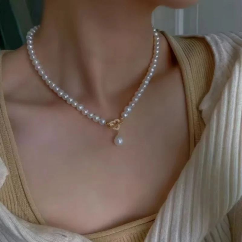 Classic Huge 8-9mm Natural White Pearl Necklace 45cm 50cm 55cm 60cm Elegant Jewelry Accessory
