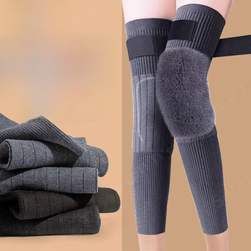 Thickened Fleece Knee Pads Women's Men's Winter Warm Knee Support Joint Protection Non-Slip Elastic Band Universal Use