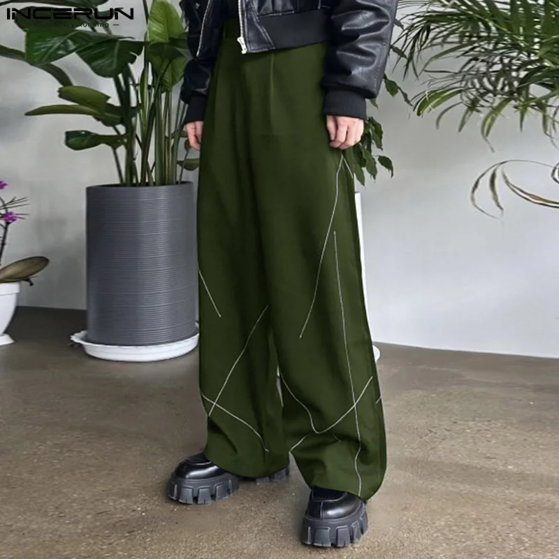 Incerun 2024 koreanischen Stil Pantalons Männer Hose Sommer Patchwork Hose lässig lange weites Bein Hosen S-5XL Männer Kleidung übergroß