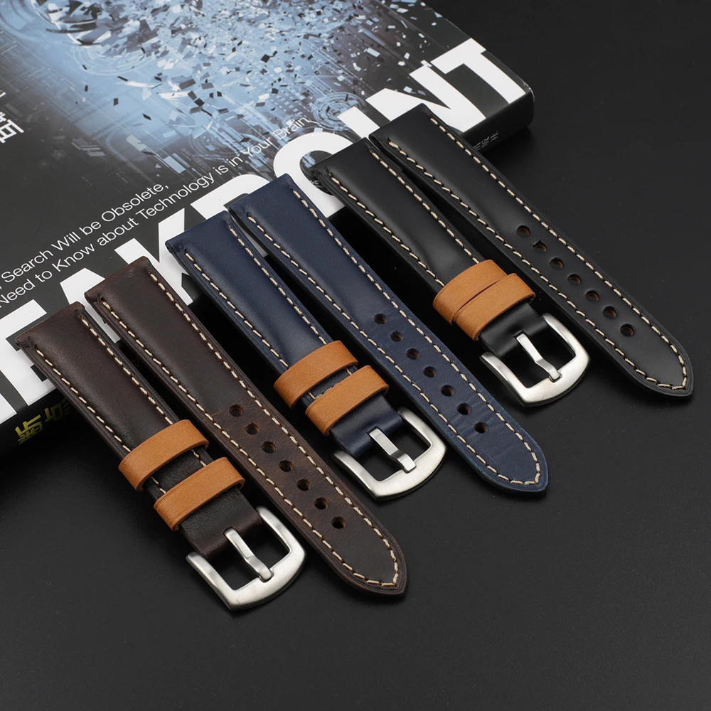 

Genuine Leather Watch Strap Wristband 18mm 20mm 22mm 24mm Black Brown Watch Strap Comfortable Wearing Watch Accessories for Men