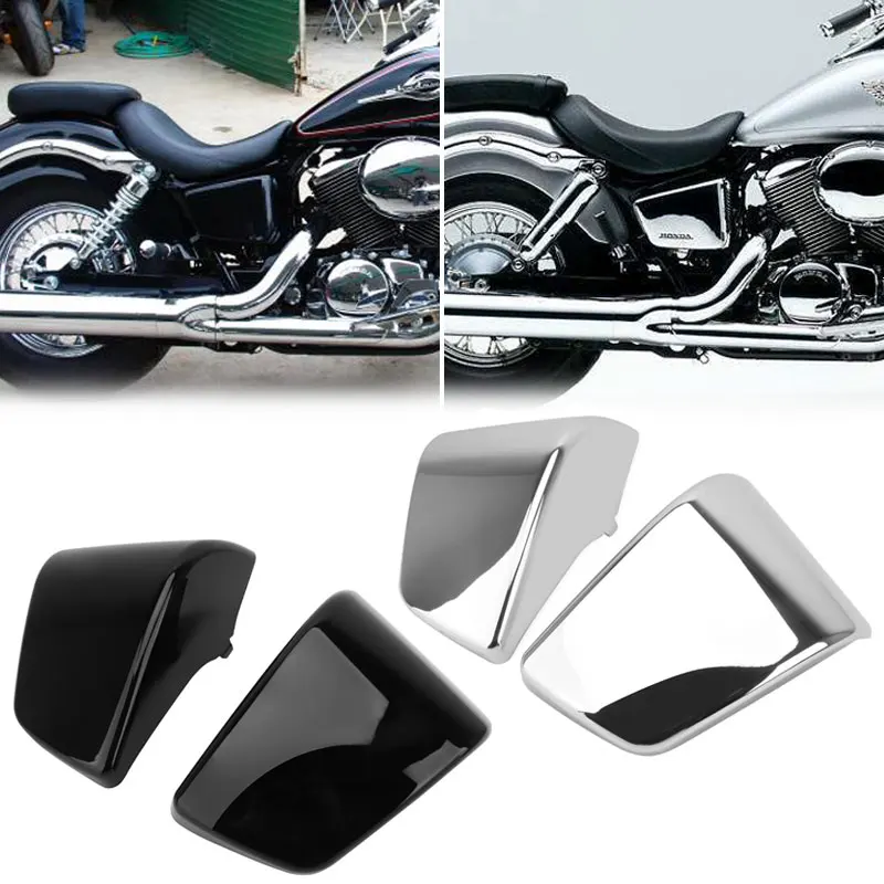 Chrome Black Motorcycle Side Fairings Battery Cover Guard For Honda Shadow ACE VT400 VT750 VT 400 750 1997-2003