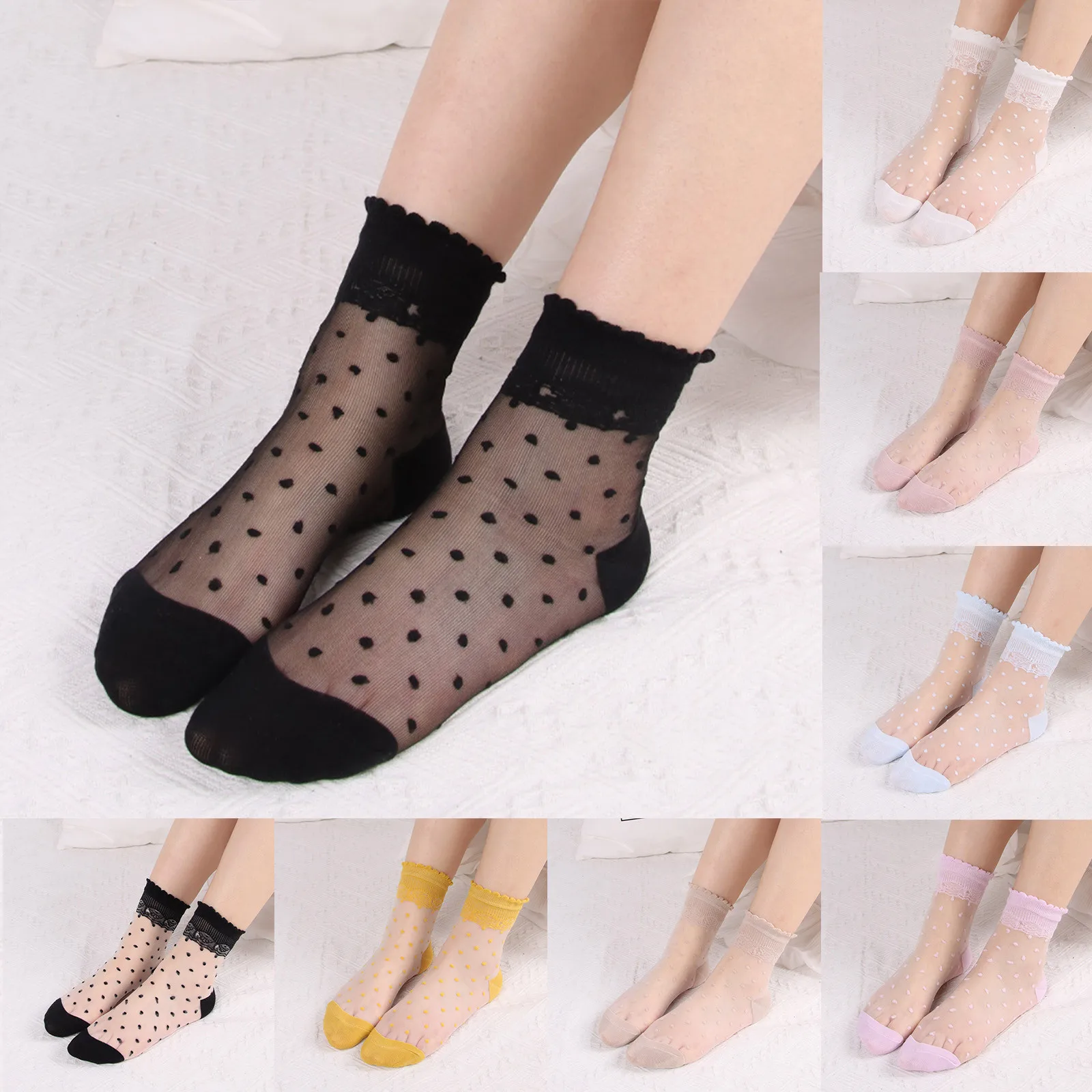 

Socks Pack Girls Ladies Spring And Summer Leisure Transparent Solid Colour Crystal Stockings Cool Glass Stockings Soft Men Sock
