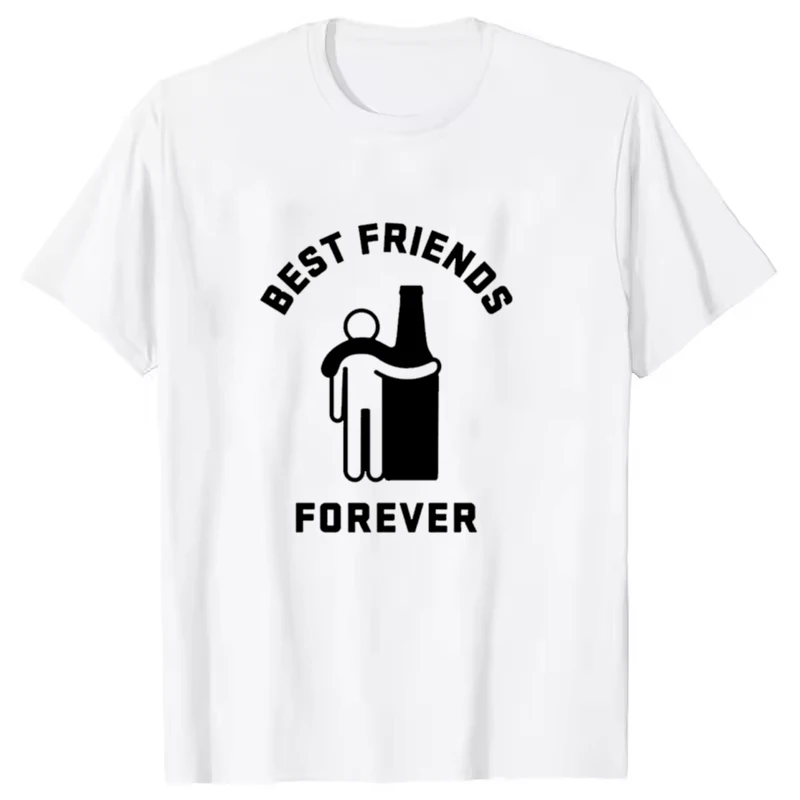 Neues Lustiges BEST FRISNDS FOREVER Aufdruck T-Shirt Kurzarm O-Ausschnitt Locker Sitzend Herren Damen Sommer Cooles T-Shirt Unisex Tee Shirt Top Shirts – Detail 6