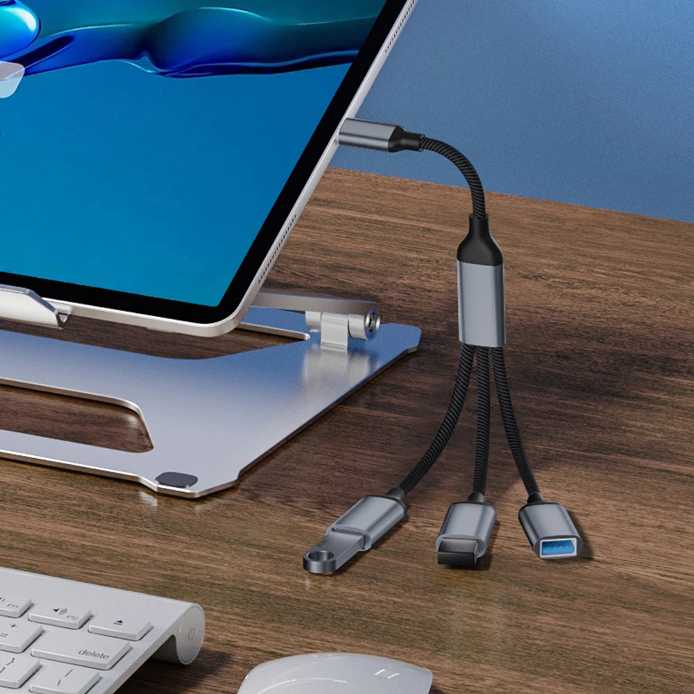 3 in 1 USB Type C HUB Expansion Cable Multi Ports Splitter Expander Phone Charger Power Adapter OTG Charging For Phone Tablet
