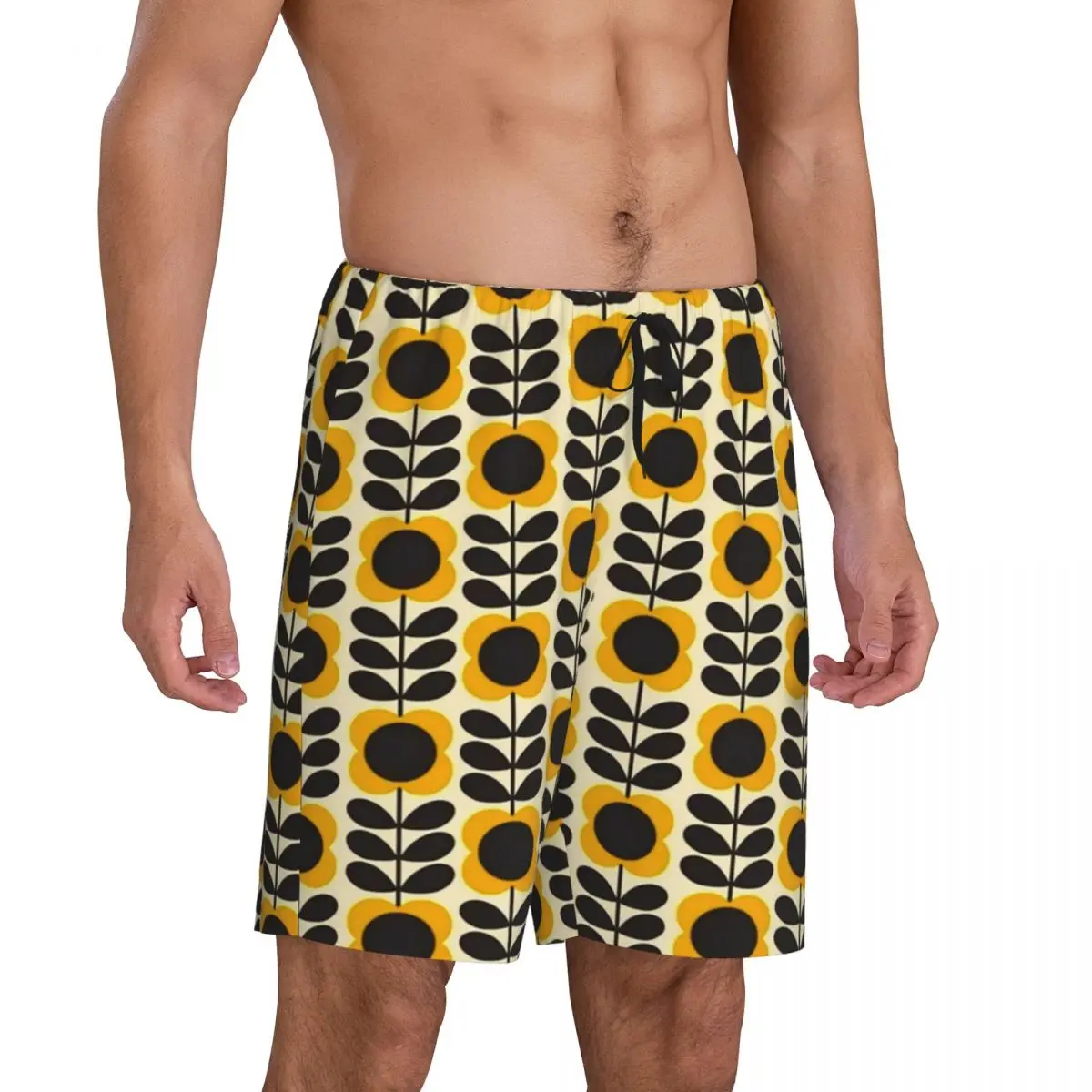 Orla Kiely pantalones cortos de pijama personalizados para hombres, ropa de dormir con flores de tallo múltiple, pretina elástica, sueño escandinavo, Pjs cortos con bolsillos