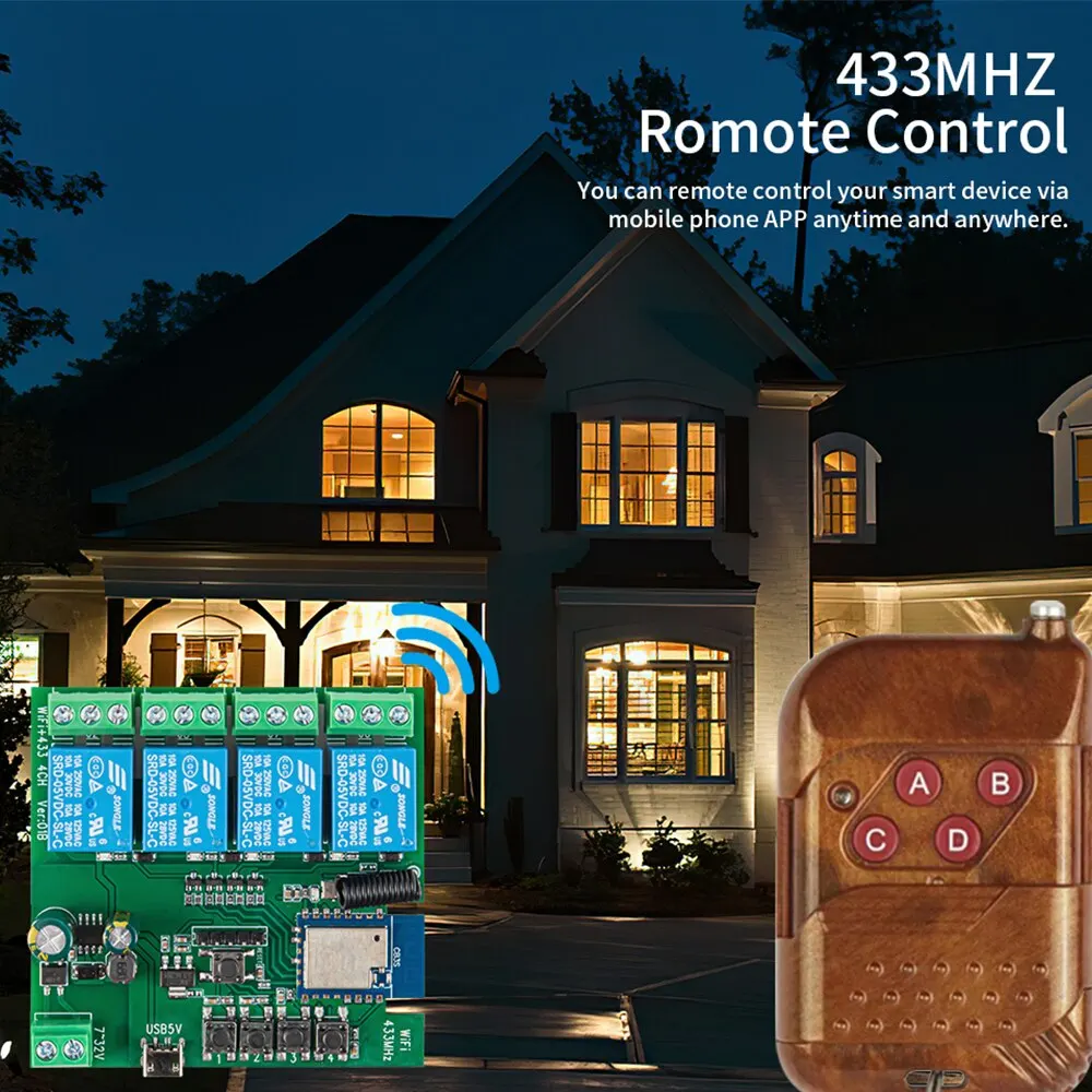 4CH Tuya Smart Switch 220V WIFI modul Remote Control USB 5V 12V 24V 85-250V RF Receiver 10A Smart Relay termasuk Free Shell