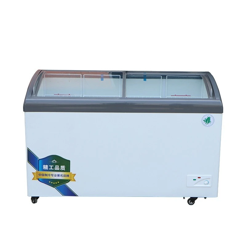

Foreign trade 110v commercial ice cream cabinet freezer sliding door display cabinet popsicle arc glass door ice cream freezer