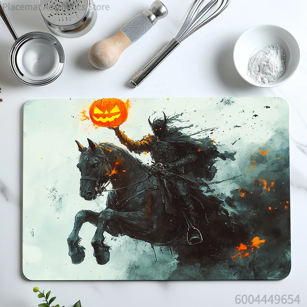 Diatom  Kitchen Drain Pads Pumpkin Riding Absorbent Bowls Plates  Tableware Draining Mat Placemats for Table Coffee Machine Mat
