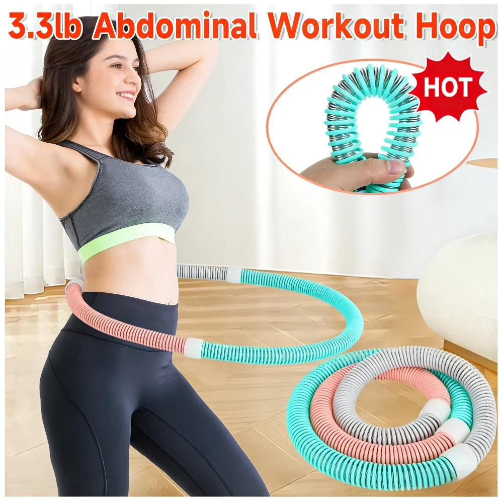 

Foldable Portable Spring Hoop Weighted Abdominal Workout Circle Gentle Core Design Full Body Training with Tape Measure for