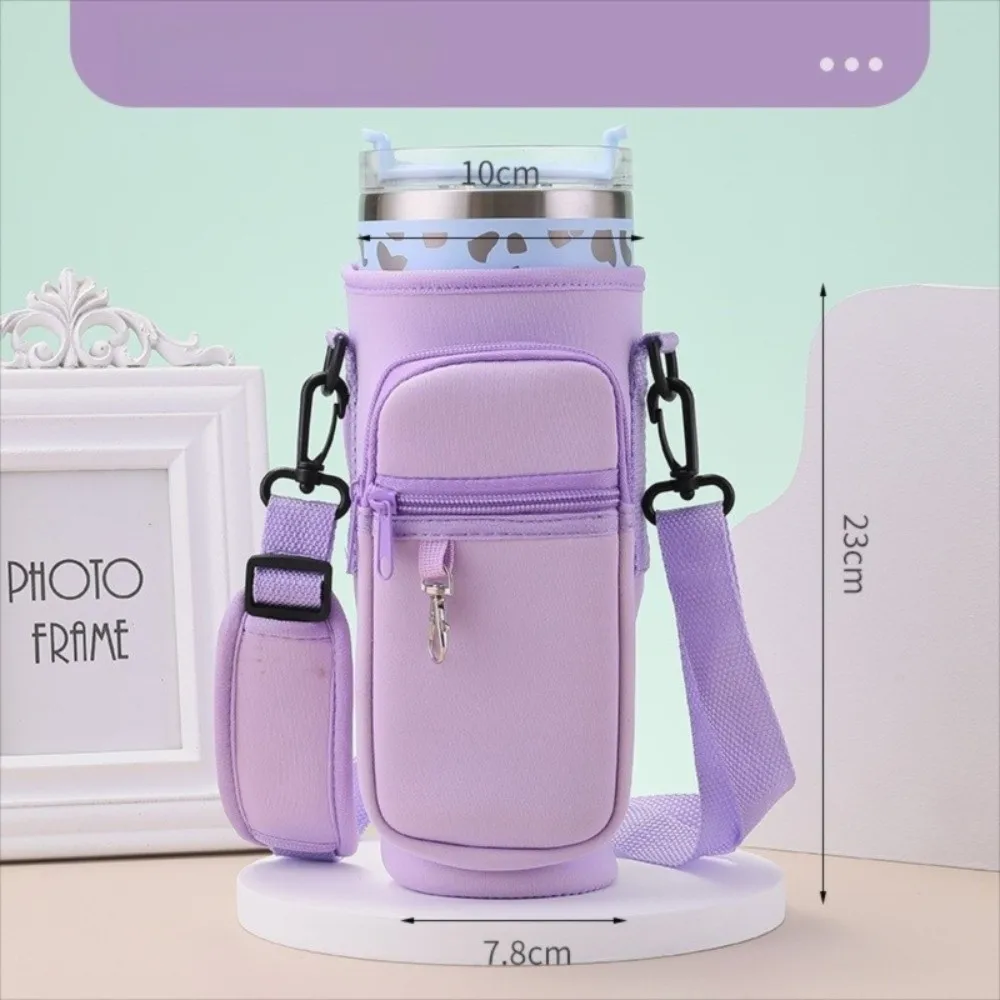 Non-slip Water Bottle Carrier Bag 40oz with Handle Insulated Cup Cover with Pocket Adjustable Shoulder Strap
