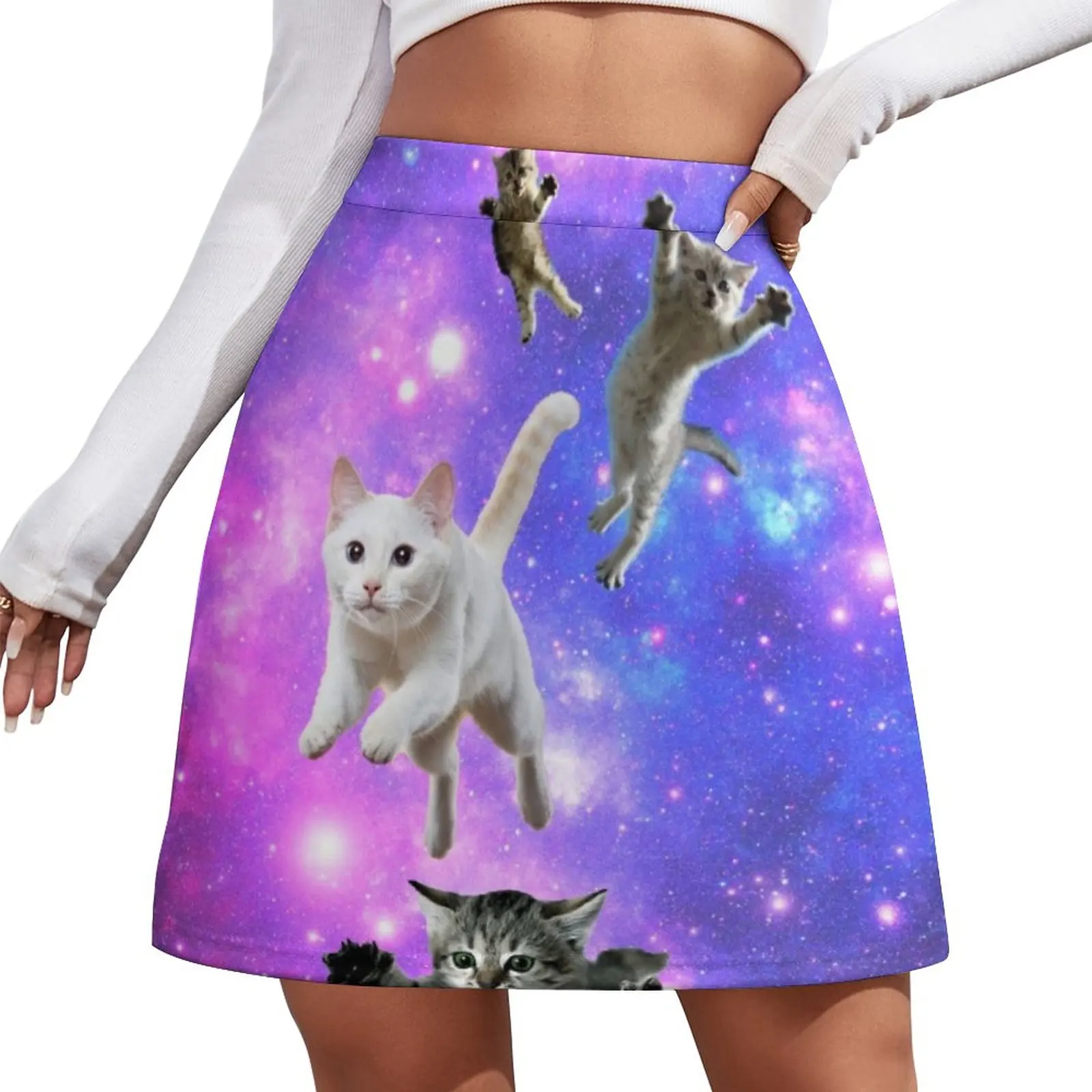 Cats in Space! Mini Skirt korean style clothes Skirt pants night club women