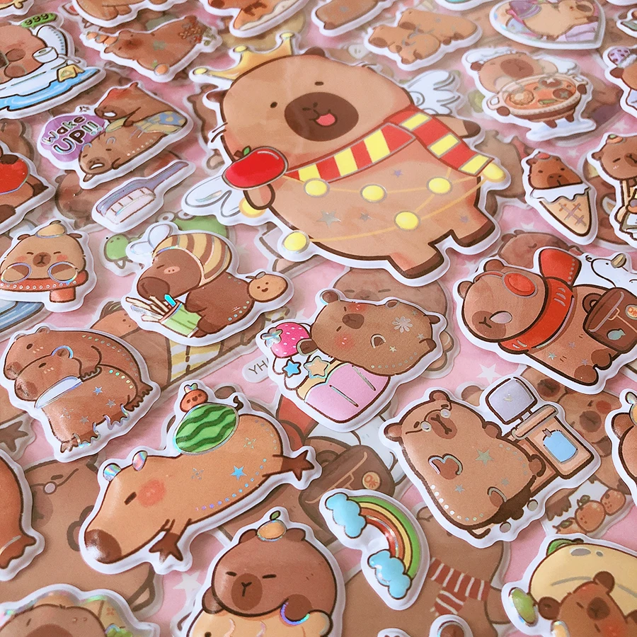 Terug Naar School Kawaii Briefpapier Levert Vintage Scrapbooking Benodigdheden Kinder Stickers Esthetische Capibara Stickers Pack