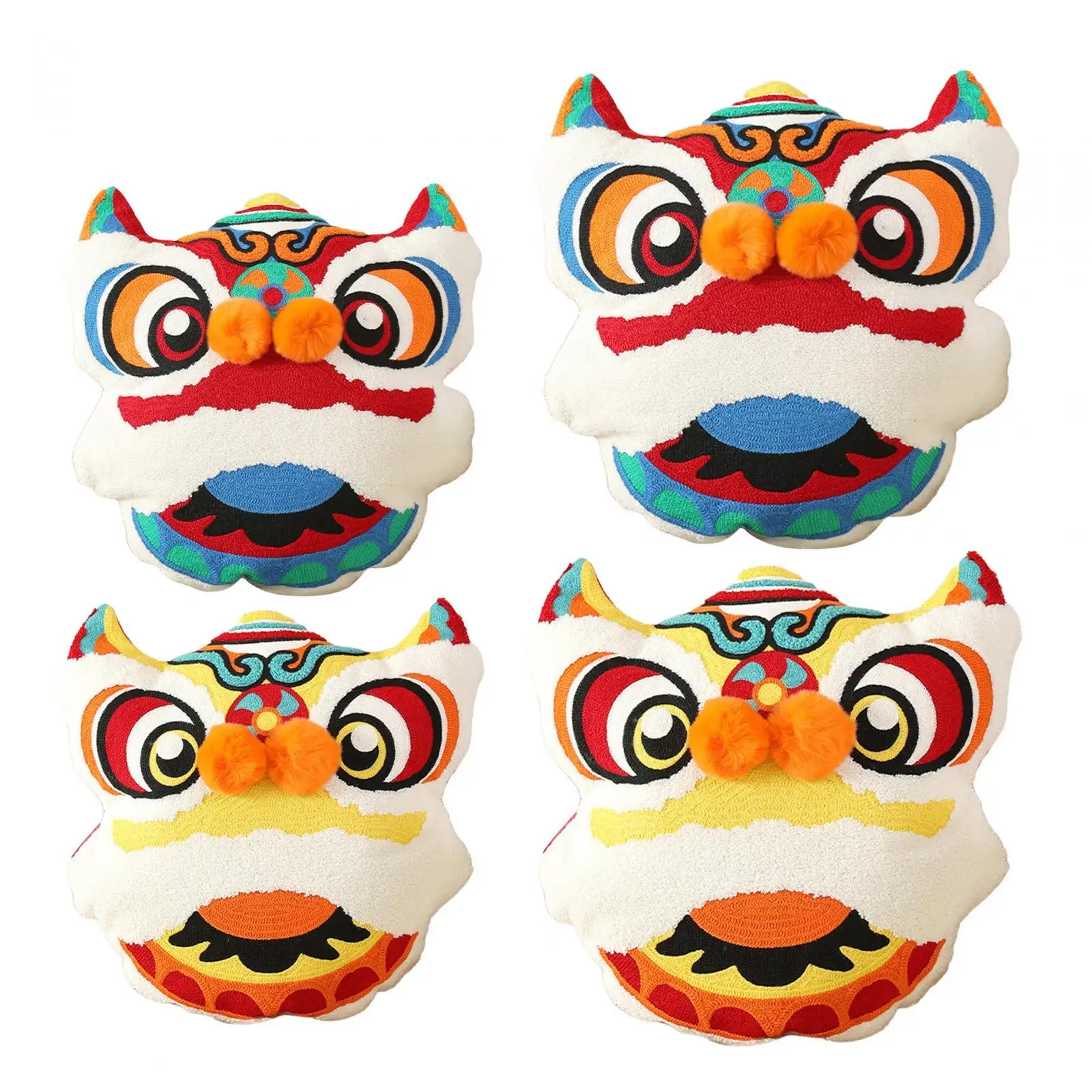 Chinese New Year Pillow Lion Lunar Asian Crafts Bedding Vintage Back Cushion