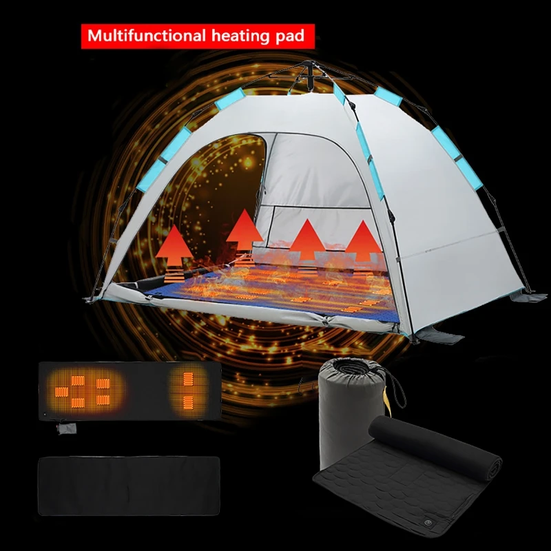 Usb elétrico aquecido saco de dormir forro viagem e folha acampamento 7 zonas aquecimento portátil ao ar livre térmica acampamento piquenique almofada quente