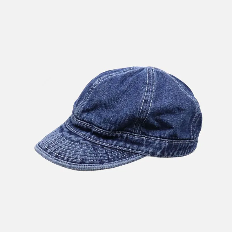 Vintage Curled Soft Top Cap for Men Short Brim Jeans Hat Casual Hip-hop Baseball Cap Sun Shade Solid Retro Denim Caps for Autumn