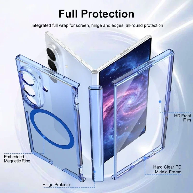 For Magsafe Magnetic Full Cover Hinge Protection Case For Samsung Galaxy Z Flip Fold 8 Ultra 7 6 5 4 3 5G With Screen Protector