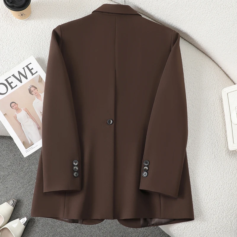 Women's High-End Coffee-Colored Loose-Fit Blazer – New Autumn/Winter 2026 Collection, Two-Button Women's Suit Jacket