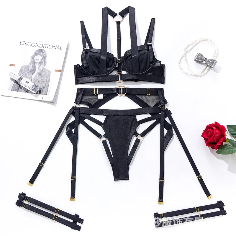 Sexy lingerie Set for Women Underwear Transparent Bra Garters Briefs Sets Gay Porn Hollow Out Underwear Set Sexy Costumes