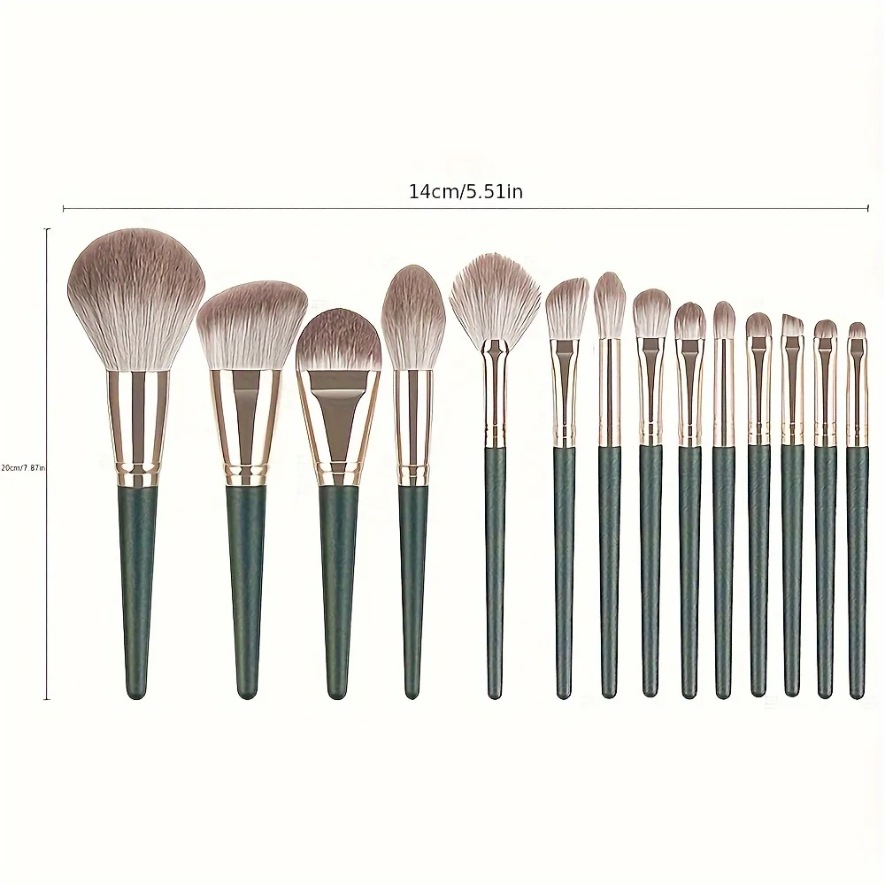 Juego de brochas de maquillaje de lujo de 14 piezas: brochas profesionales para todo el rostro y los ojos, súper suaves para aplicar base, colorete, etc.