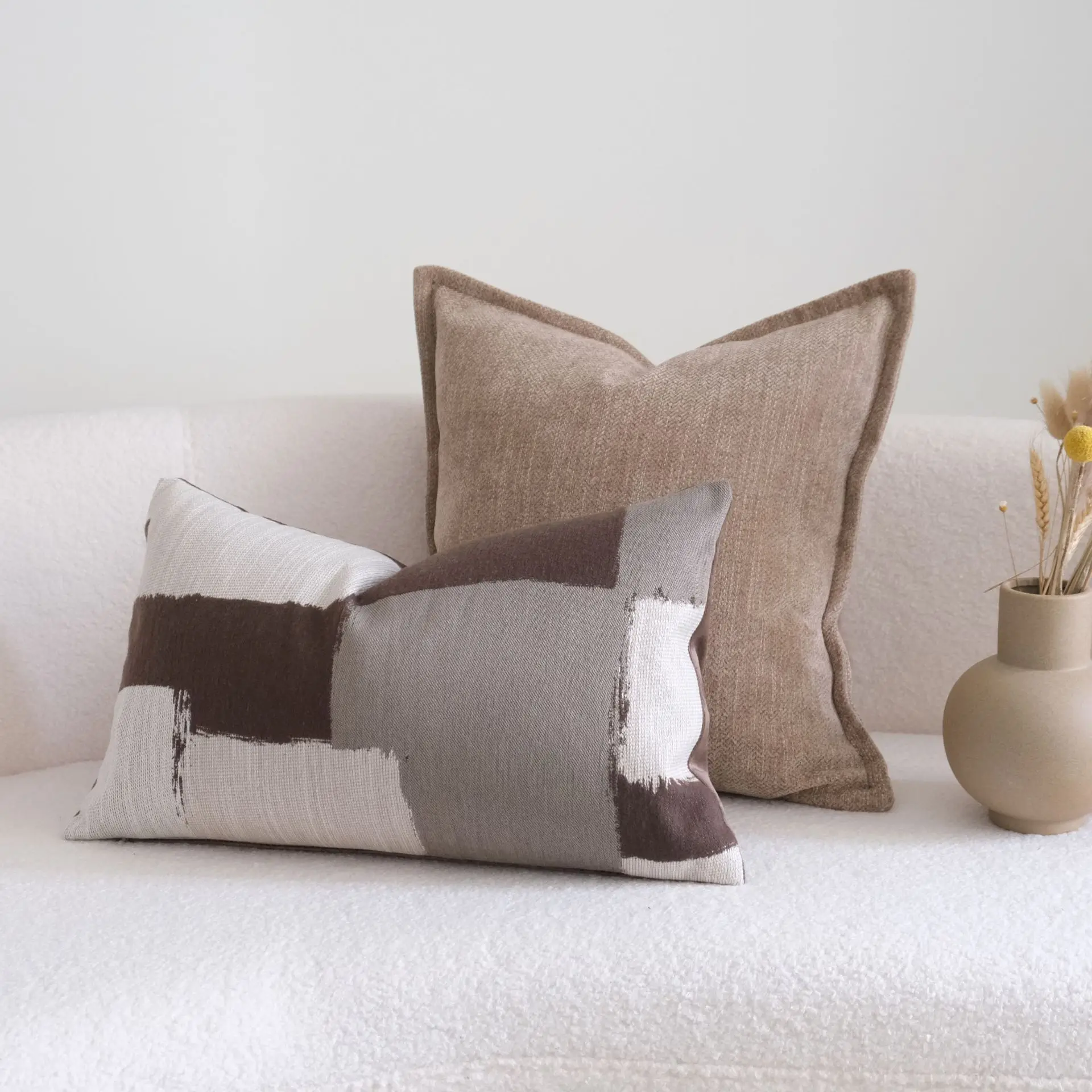 Coffee Series Wabi Sansi Wind Edge Press Pillow Chenier Waist Pillow Pillow Cover Sofa Cushion Model Room Quilt Pillowcase