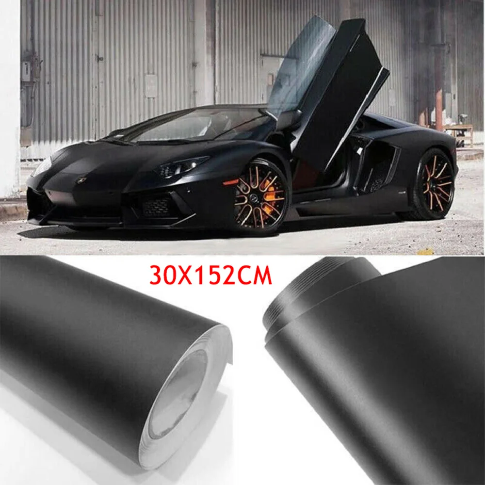 Matte Car Film Protector Sticker 1pc 1x 30*152CM Auto Car Flat Vinyl 1* Wrap 1pcs Black Brand New High Quality